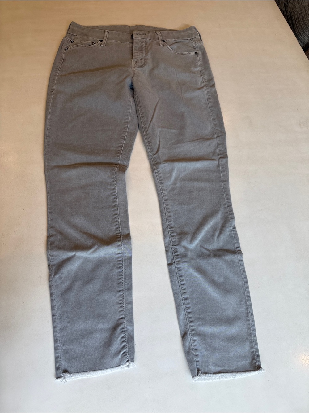 MOTHER Looker Ankle Fray Dye Gravel Cropped Straight-Leg Jeans Size 27
